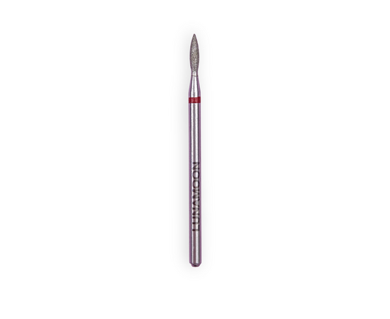 LUNAmoon. Diamond nail bit, flame, red, Фреза алмазна "Полум'я коротке", червона, Ø 1.8 mm #1