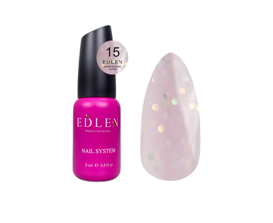 УЦІНКА / EDLEN Water Acrygel GLITTER №15, 9 ml, рідкий гель #1