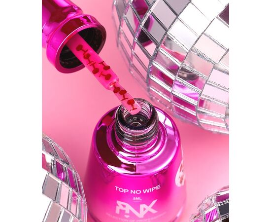 PINX. No Wipe Top, "Winecore", #002, 8 ml. Прозорий топ з червоними келихами #2
