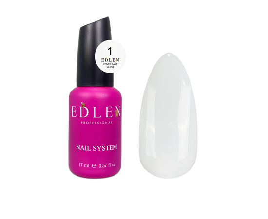 УЦІНКА / EDLEN Cover base NUDE №01, White, 17 ml, щільний молочно-білий #1