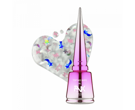 PINX. No Wipe Top, "Fairycore", #002, 8 ml. Прозорий топ з голографічними блискітками #1