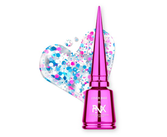 PINX. Cover Base "Starlight",  #001, 8 ml. Прозора база з кольоровими частинками #1