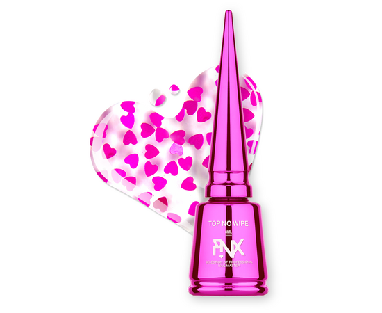 PINX. No Wipe Top, "Lovecore", 8 ml. Густий топ з рожевими сердечками #1