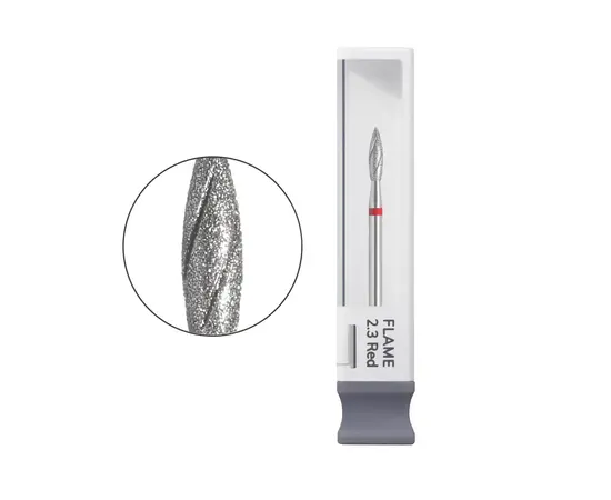 GA&MA. Carbide Cold nail drill bit, Flame, Red. Фреза алмазна "Полум'я", червона, Ø 2.3 мм #1