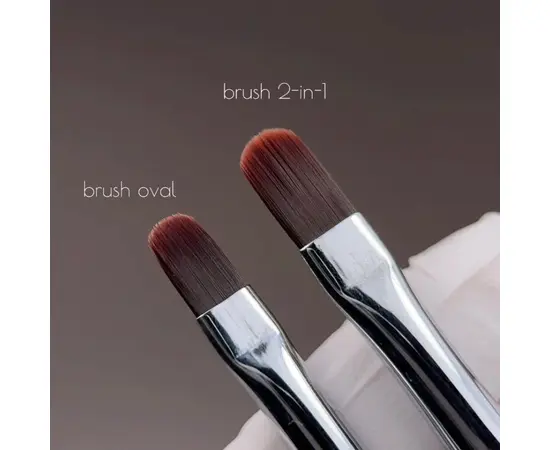 NOTN. Professional Brush 2-in-1: Liner + Oval, 11 mm, двосторонній професійний пензлик для тонких промальовок та викладки гелю #9