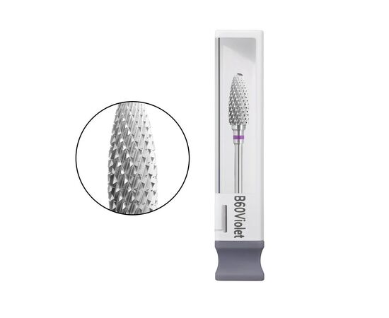GA&MA. Carbide Max nail drill bit, B60Violet. Фреза твердосплавна "Кукурудза", фіолетова, Ø 6 мм #1