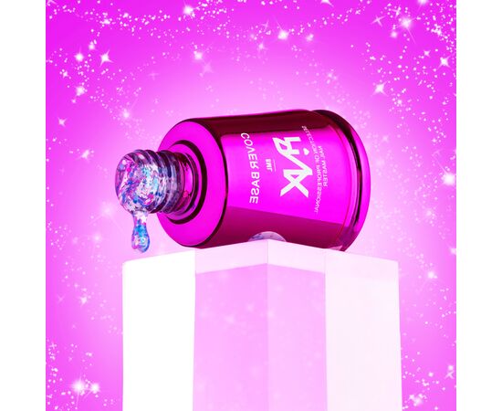 PINX. Cover Base "Starlight",  #001, 8 ml. Прозора база з кольоровими частинками #2