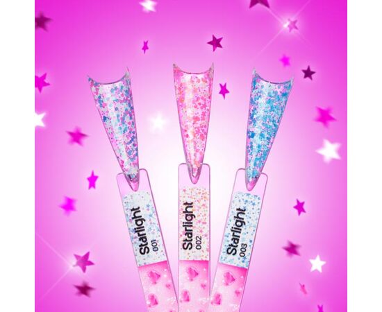 PINX. Cover Base "Starlight",  #003, 8 ml. Прозора база з кольоровими частинками #3