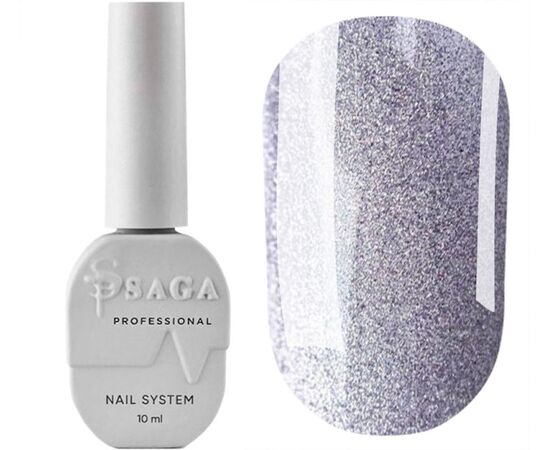 SAGA. Cat's Eye Gel Polish "Cat Shine", #01, Silver, 10 ml. Гель-лак "Котяче око", срібний #2