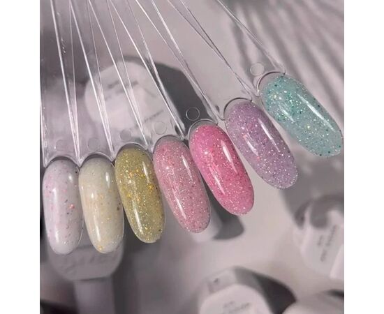 SAGA. Sugar base, #07, 10 ml. Кольорова база з блискітками #4