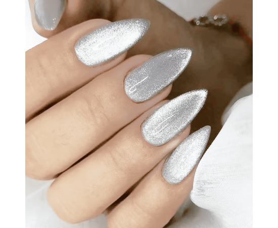 SAGA. Cat's Eye Gel Polish "Cat Shine", #01, Silver, 10 ml. Гель-лак "Котяче око", срібний #4