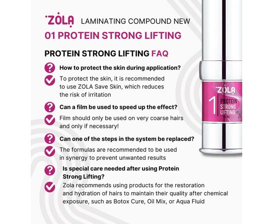 ZOLA. Brow & Lush Laminating Compound 01, Protein Strong Lifting, 10 ml. Склад для ламінування 01 #5