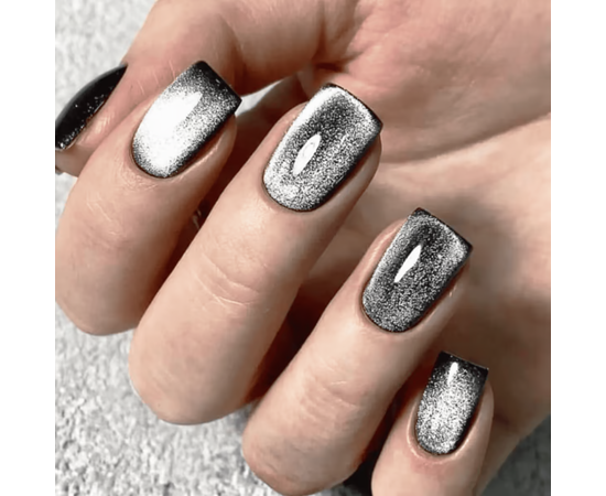 SAGA. Cat's Eye Gel Polish "Cat Shine", #01, Silver, 10 ml. Гель-лак "Котяче око", срібний #5