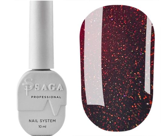 SAGA. Gel Polish "Love Red", #02, 10 ml. Гель-лак з шимером #1
