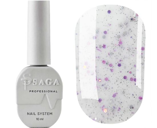SAGA. Sugar base, #01, 10 ml. Кольорова база з блискітками #1