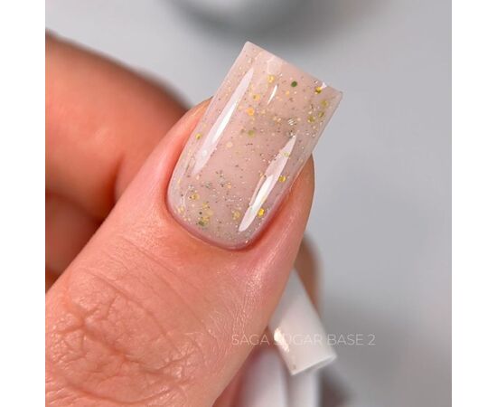 SAGA. Sugar base, #02, 10 ml. Кольорова база з блискітками #3