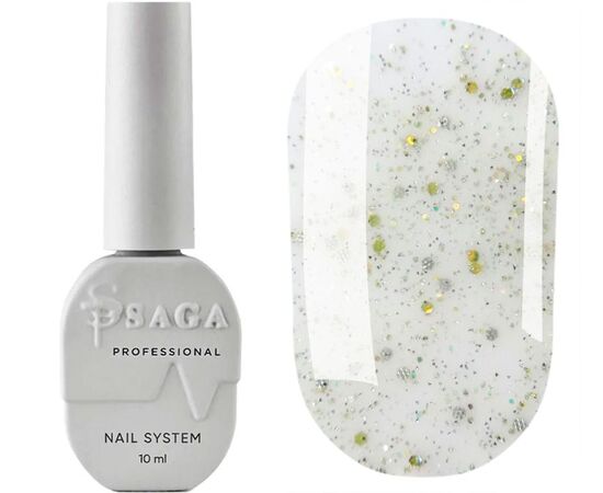 SAGA. Sugar base, #02, 10 ml. Кольорова база з блискітками #1