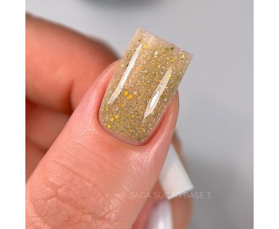 SAGA. Sugar base, #03, 10 ml. Кольорова база з блискітками #3