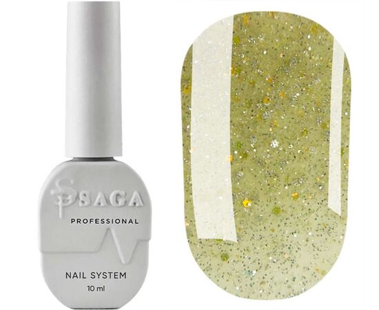 SAGA. Sugar base, #03, 10 ml. Кольорова база з блискітками #1