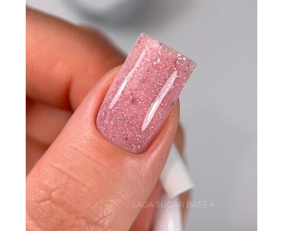 SAGA. Sugar base, #04, 10 ml. Кольорова база з блискітками #3