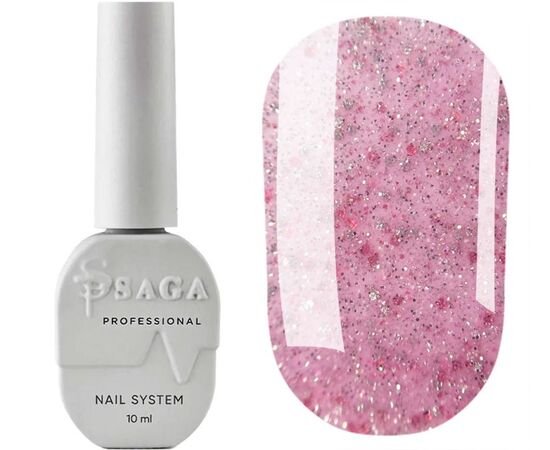 SAGA. Sugar base, #04, 10 ml. Кольорова база з блискітками #1