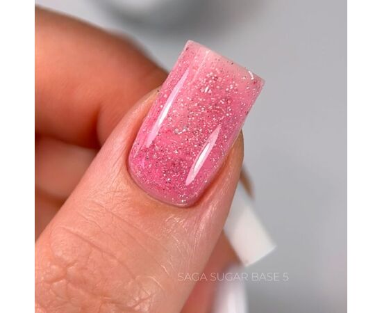 SAGA. Sugar base, #05, 10 ml. Кольорова база з блискітками #3