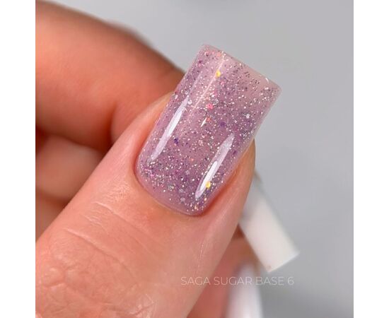 SAGA. Sugar base, #06, 10 ml. Кольорова база з блискітками #3