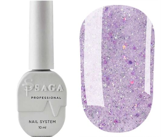 SAGA. Sugar base, #06, 10 ml. Кольорова база з блискітками #1