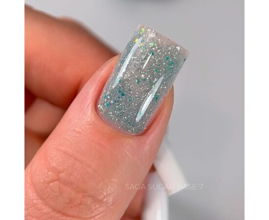 SAGA. Sugar base, #07, 10 ml. Кольорова база з блискітками #3