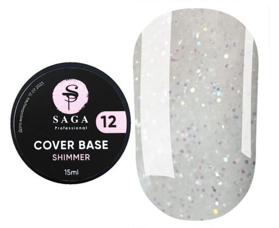 SAGA. Shimmer base, #12, 15 ml. Кольорова база з шимером #1