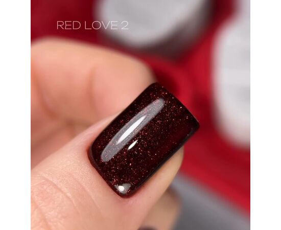 SAGA. Gel Polish "Love Red", #02, 10 ml. Гель-лак з шимером #3
