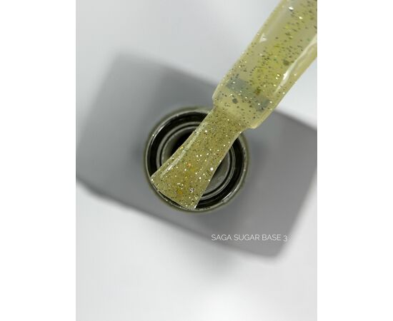 SAGA. Sugar base, #03, 10 ml. Кольорова база з блискітками #2
