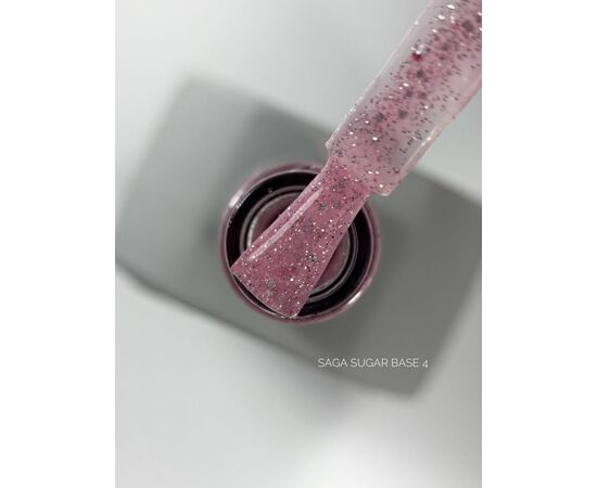 SAGA. Sugar base, #04, 10 ml. Кольорова база з блискітками #2