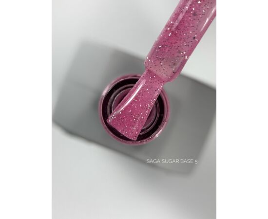 SAGA. Sugar base, #05, 10 ml. Кольорова база з блискітками #2