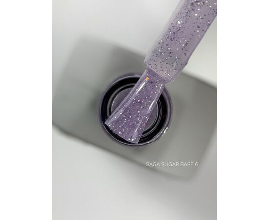 SAGA. Sugar base, #06, 10 ml. Кольорова база з блискітками #2