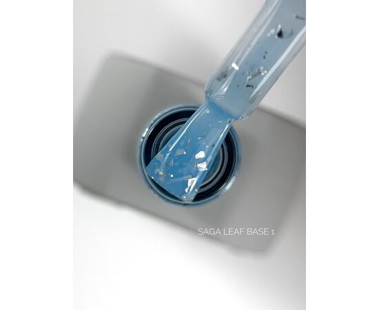SAGA. Leaf base, #01, 10 ml. Кольорова база із срібною поталлю #1