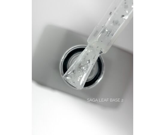 SAGA. Leaf base, #02, 10 ml. Кольорова база із срібною поталлю #1