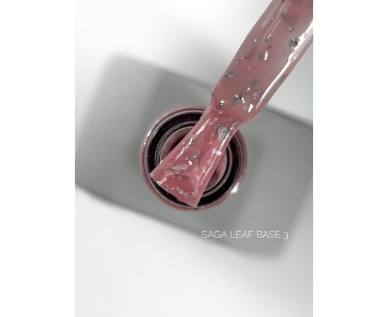 SAGA. Leaf base, #03, 10 ml. Кольорова база із срібною поталлю #1