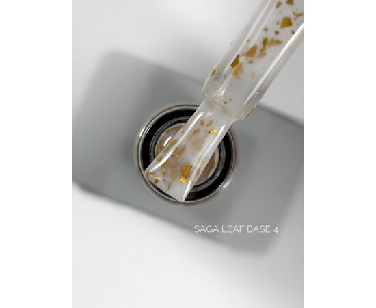SAGA. Leaf base, #04, 10 ml. Кольорова база із золотою поталлю #1