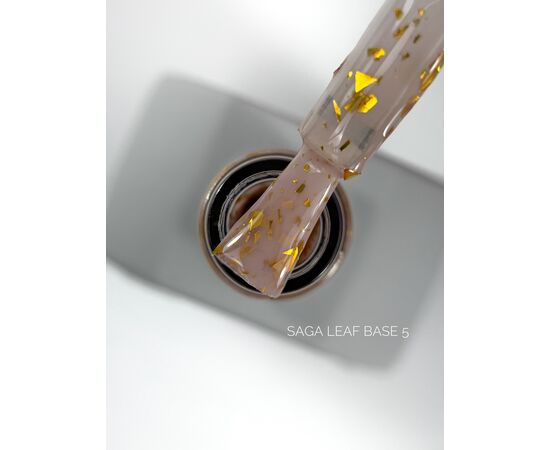 SAGA. Leaf base, #05, 10 ml. Кольорова база із золотою поталлю #1