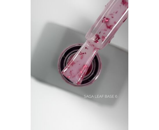 SAGA. Leaf base, #06, 10 ml. Кольорова база із рожевою поталлю #1