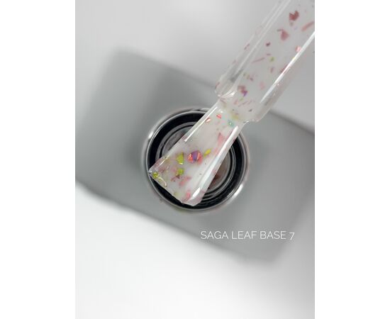 SAGA. Leaf base, #07, 10 ml. Кольорова база із різнокольоровою поталлю #1
