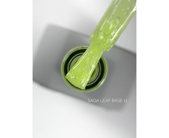 SAGA. Leaf base, #11, 10 ml. Кольорова база із білою поталлю #1