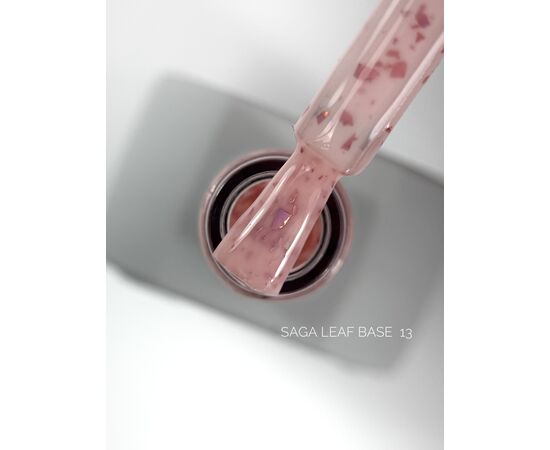 SAGA. Leaf base, #13, 10 ml. Кольорова база із рожевою поталлю #1