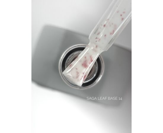 SAGA. Leaf base, #14, 10 ml. Кольорова база із рожевою поталлю #1