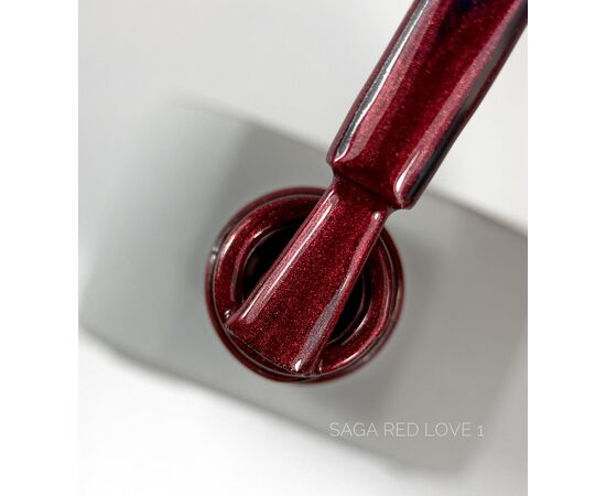 SAGA. Gel Polish "Love Red", #01, 10 ml. Гель-лак з шимером #2