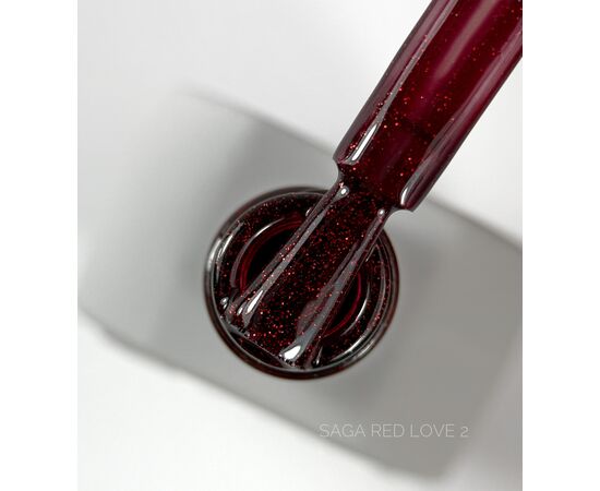 SAGA. Gel Polish "Love Red", #02, 10 ml. Гель-лак з шимером #2