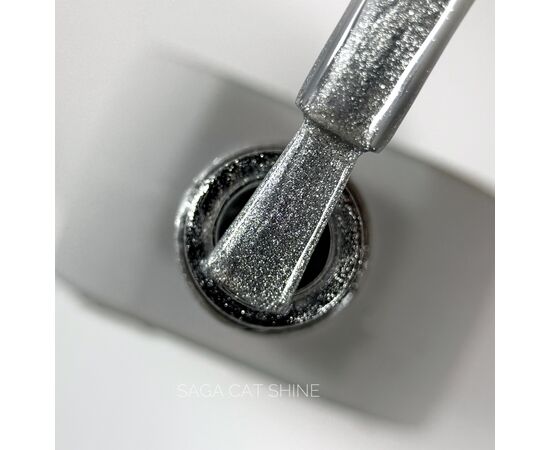 SAGA. Cat's Eye Gel Polish "Cat Shine", #01, Silver, 10 ml. Гель-лак "Котяче око", срібний #1