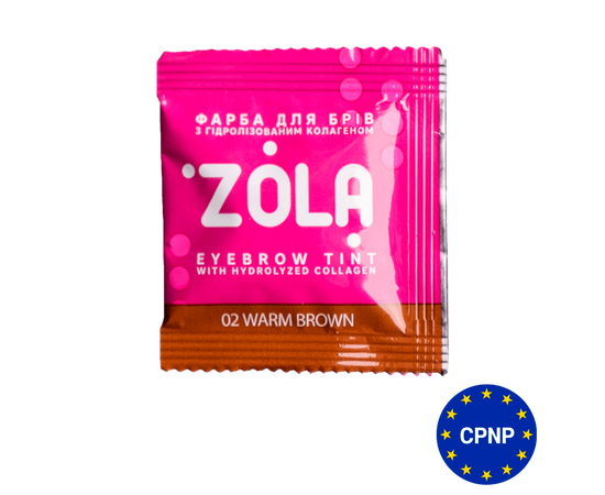ZOLA. Eyebrow Tint with Collagen, 02, Warm Brown, 5 ml. Фарба для брів з колагеном, теплий коричневий #1
