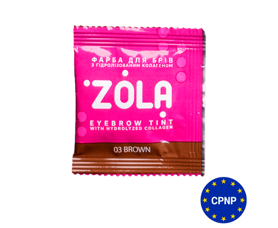 ZOLA. Eyebrow Tint with Collagen, 03, Brown, 5 ml. Фарба для брів з колагеном, коричневий #1